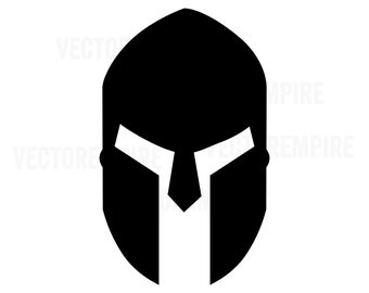 Spartan Helmet SVG - Spartan Battle Helmet Vector - Warrior Medieval, Spartan Mascot Logo Clip Art, Silhouette Cut Files, Dxf, Eps, Png, Jpg