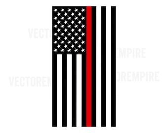 Thin Red Line Flag SVG, American Flag SVG, Firefighter Cricut File, Fire and Rescue Clip Art, Firefighter Clip Art, Firemen SVG