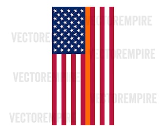 Thin Orange Line Flag SVG - American Flag SVG - Search and Rescue Clip Art, Orange Lives Matter DXF, Rescue Personnel Cricut Files