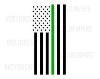 Thin Green Line Flag SVG - American Flag SVG - Military Clip Art, Border Patrol Svg, Federal Agents Cricut Files, Patriotic DXF, Soldier Svg