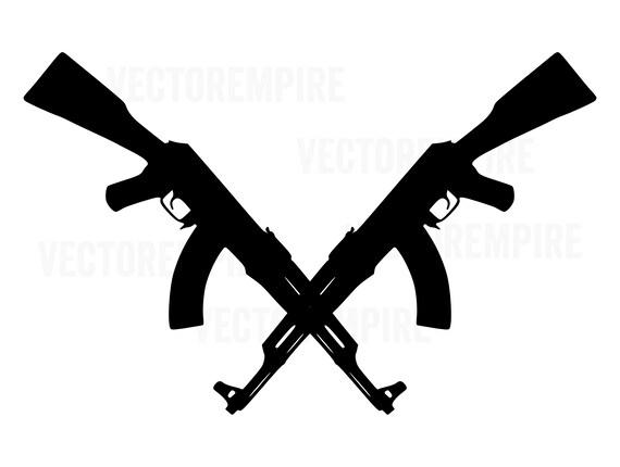 Rifle SVG Gun Cricut Files AK47 Crossed Rifle SVG AK-47 SVG Gun Vector