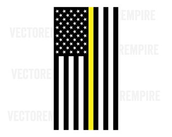 Thin Yellow Line Flag SVG - American Flag SVG - Dispatchers Clip Art, Thin Line Cricut Files, Dispatcher Dxf, US Flag Svg, Dispatchers Svg