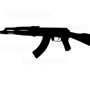 AK-47 SVG - 銃のベクター - AK47 ライフル SVG - 銃の Cricut ファイル - ライフルのクリップ アート - 銃のシルエット - AK47 ベクター - SVG - PNG - Jpg - EPS - Dxf