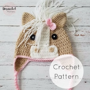 Callie Horse Hat - CROCHET PATTERN - pdf digital download- Baby toddler child adult sizes