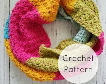 Quick and Easy Textured Caron Cake Infinity Scarf Crochet Pattern, PDF Digital Download