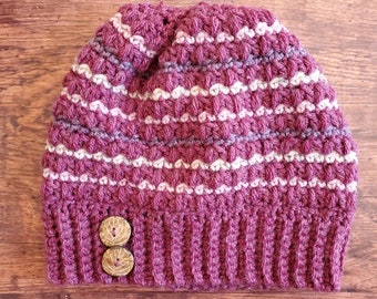 Striped Beanie Crochet Pattern | Shelby Beanie | Child-Adult Sizes