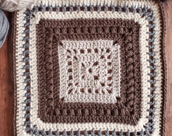 Easy Textured 12" Crochet Granny Square Pattern | GARDEN REVIVAL SQUARE Crochet Pattern