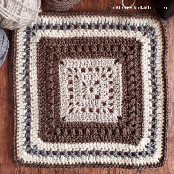 Easy Textured 12" Crochet Granny Square Pattern | GARDEN REVIVAL SQUARE Crochet Pattern