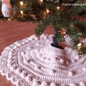Chunky Bobble Christmas Tree Skirt Crochet Pattern Let it Snow Tree Skirt Easy Crochet Pattern Holiday Decor image 2