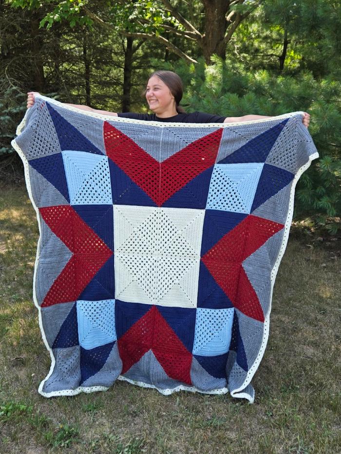38 Beautiful Crochet Quilt Patterns You Will Want to Make 18 Up North Barn Quilt Crochet Blanket Pattern Easy Granny