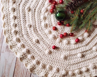 Chunky Bobble Christmas Tree Skirt Crochet Pattern | Let it Snow Tree Skirt | Easy Crochet Pattern | Holiday Decor