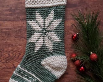Haakpatroon Fair-Isle kerstsok | Kous Nordic Snowflake | Kersthaakpatroon | Inclusief videotutorial