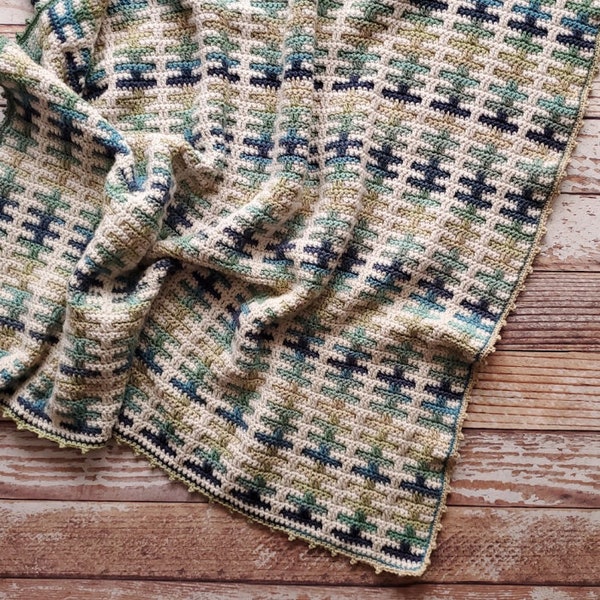 Simple Mosaic Crochet Throw Pattern | Lake Effect Throw | Crochet Blanket Pattern