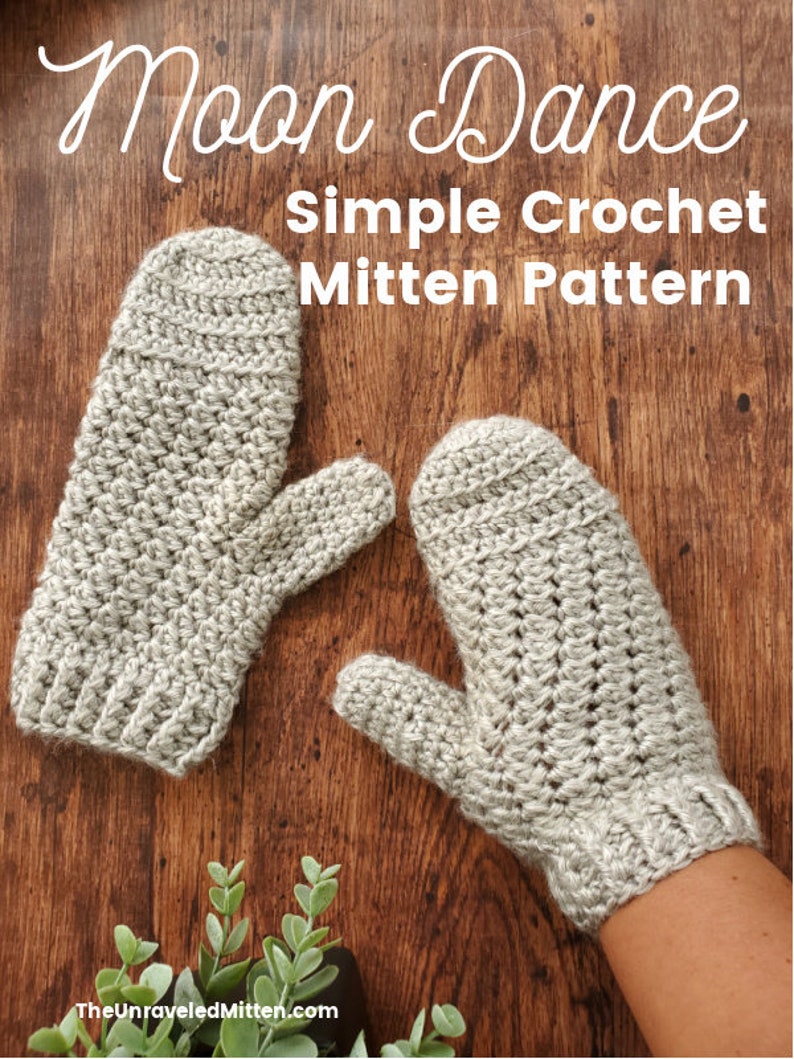 Simple Textured Crochet Mitten Pattern Moon Dance Mittens - Etsy