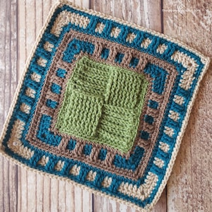 Basketweave Blanket Square Crochet Pattern | 12 inch | Courtyard Square