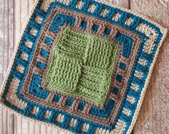 Basketweave Blanket Square Crochet Pattern | 12 inch | Courtyard Square
