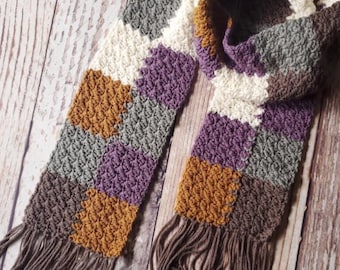 Patrón de bufanda de patchwork a crochet en PDF / Patrón de bufanda de crochet Wildwood