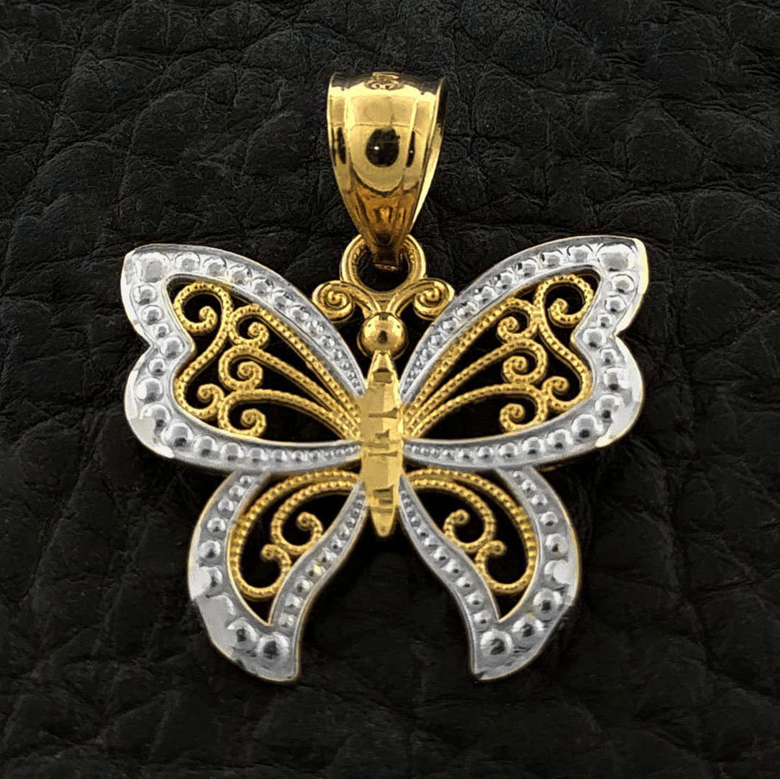 Butterfly Charm Gold Butterfly Charm Butterfly Pendant 10k Etsy