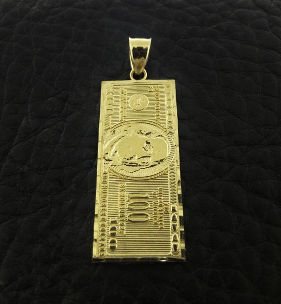 14k 100 Dollar Bill Pendant Flash Sales 