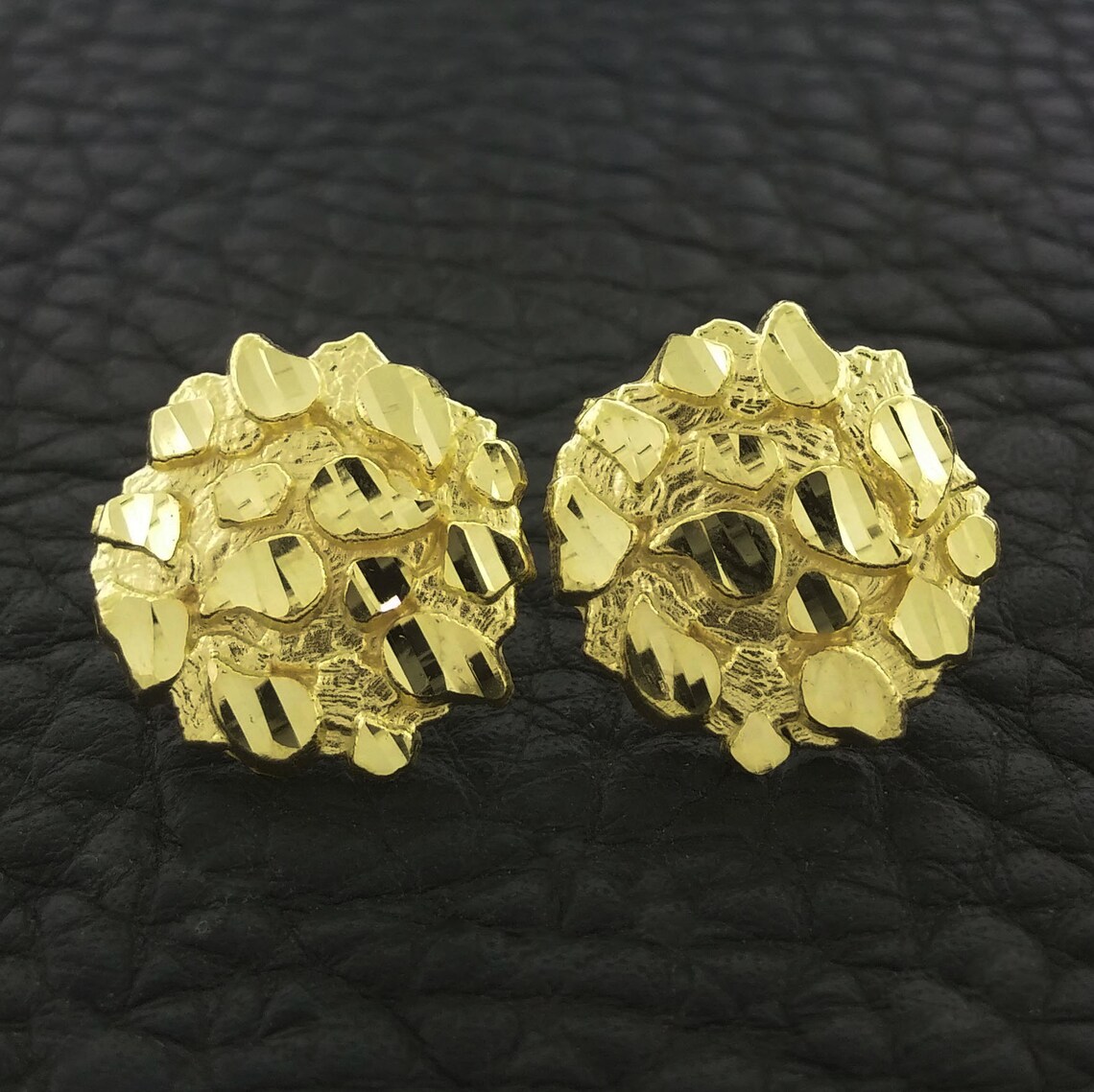 Yellow Gold Nugget Stud Earrings Nugget Earrings 10k Gold Etsy