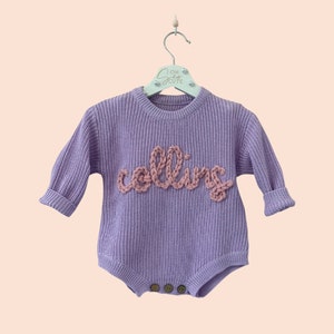 Embroidered Sweater Onesie  Baby Newborn Toddler Girl Girls Boy Boys Custom Name Sweater Onesie Romper