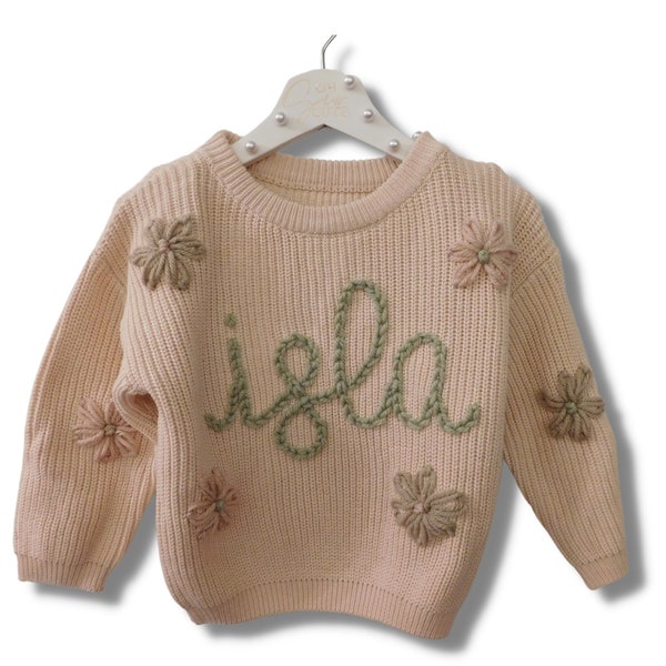 Baby and Toddler Floral Embroidered Name Sweater