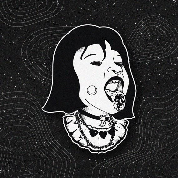 Creepy Dark Anime Girl with Skulls | Sticker