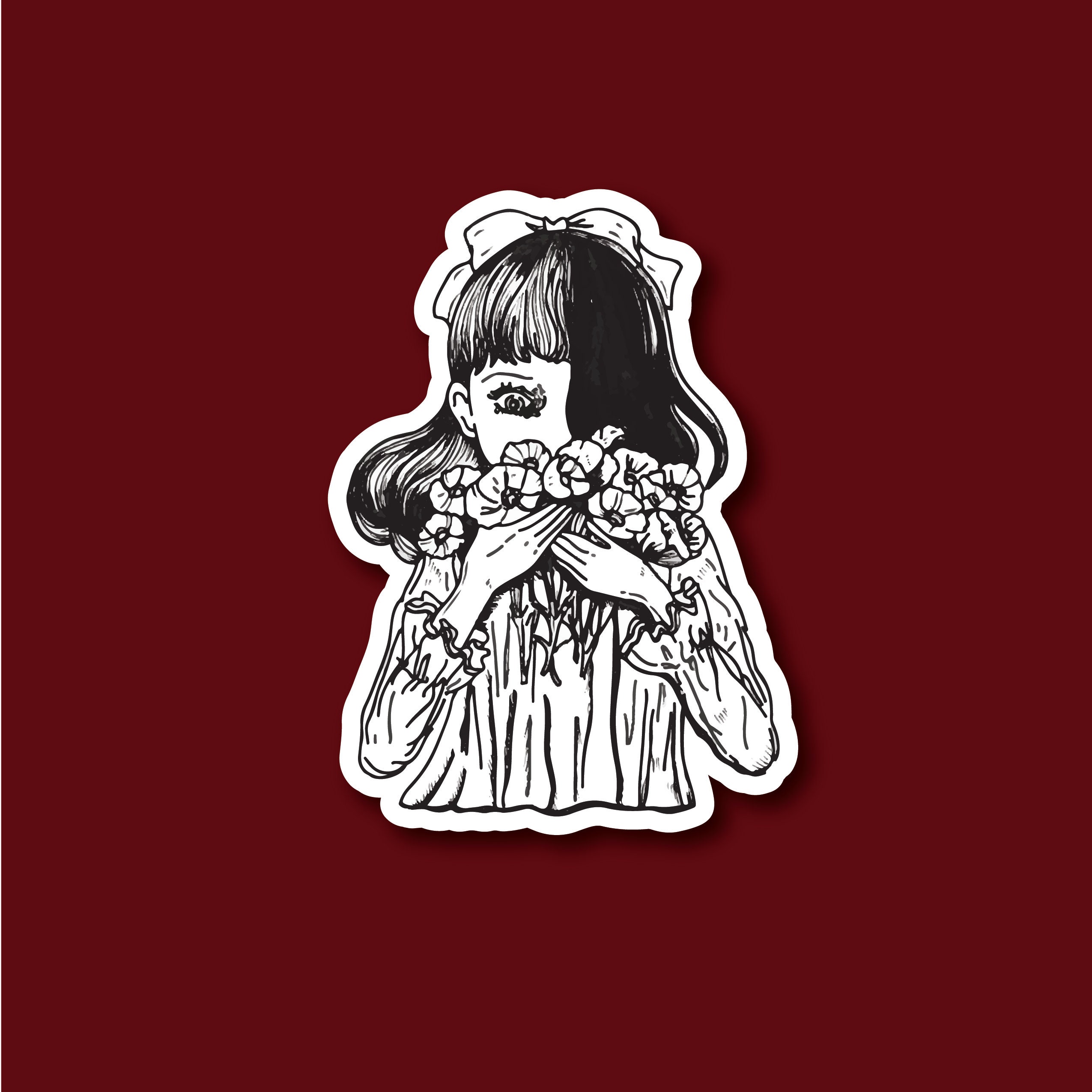 Creepy cute sticker/Horror manga sticker/Dark anime | Etsy