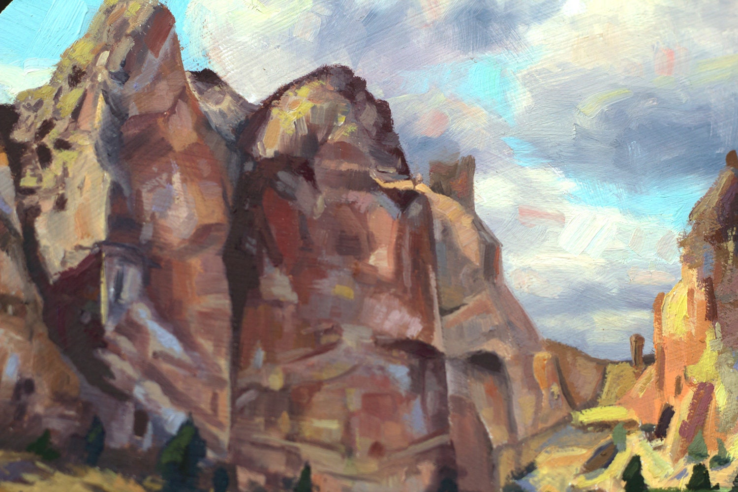 Smith Rocks Artwork Smith Rock State Park Landscape Painting Oil Painting Painting Oregon ...