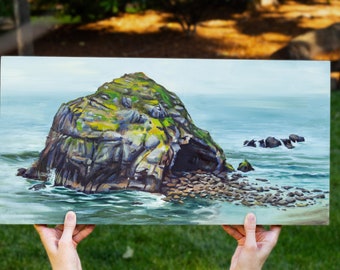 Sea Cave Landscape Oil Painting on Panel
