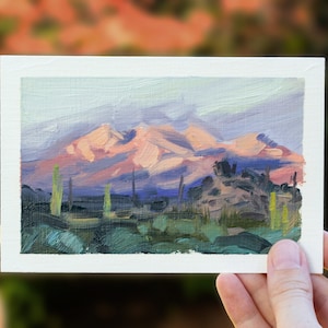 Desert Sunset Landscape Oil Painting on Paper #12
