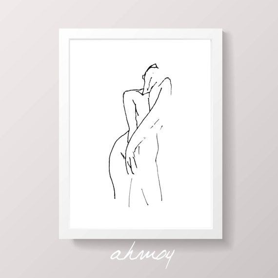 Pencil Drawings - Nude Couples - Romantic - A4 size - Black and White