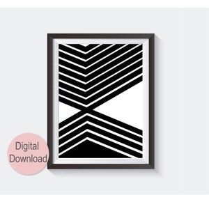 Printable Artwork Modern Minimalist Black and White Print Geometric Art ...