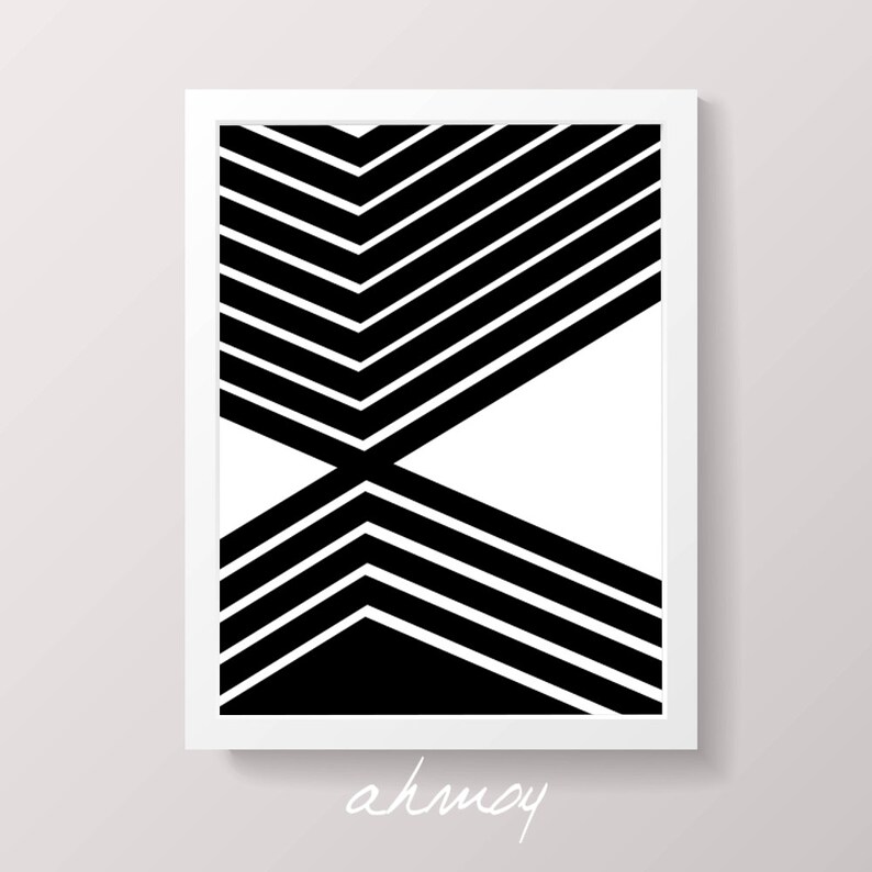 Printable Artwork Modern Minimalist Black and White Print Geometric Art ...