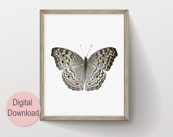 Yellow Dots Butterfly Art Prints, Butterfly Photography, Butterflies Decor, Instant Download, Large Minimalist Nursery Animals Wall Art
