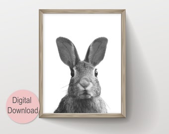 Cute Rabbit Print Printable Artwork for Woodland Nursery Wall Art Decor, Instant Download Prints Fits Most Popular Size Frames