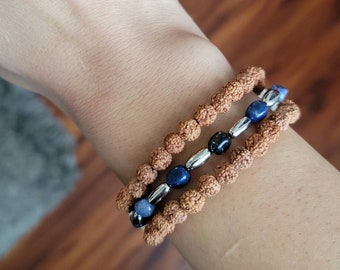 Powerful Rudraksha and Dumortierite bracelet. For third eye and connecting to Shiva.