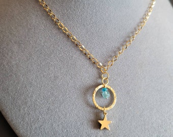 Blue Apatite and Aquamarine star necklace