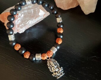 Mystical Ganesha Ebony and Rudraksha Bracelet