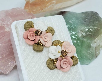 Pink Rose Stud Earrings