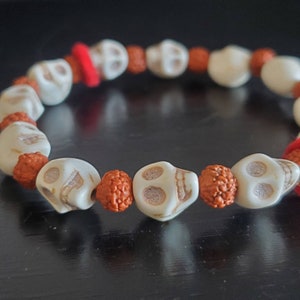 Kanthi Mala bracelet, Skulls and Rudraksha