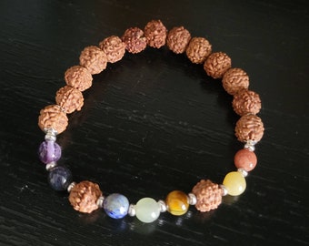 Rudraksha and Chakra Stones bracelet