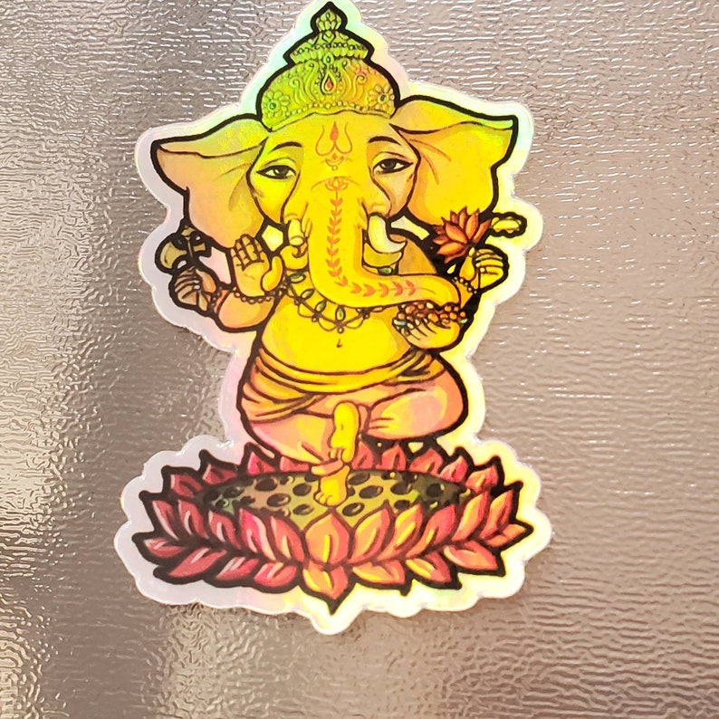 HOLOGRAPHIC Ganesha Sticker, Eternal Blissed Logo, Ganesh decal, Hindu God Sticker, Elephant, Buddha, Yoga, Ganesh Stickies image 7