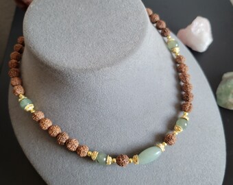 Majestic Aventurine and Rudraksha necklace