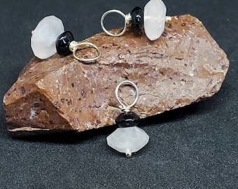 For Love, Friendship and Protection, Faceted Rose Quartz and Obsidan Pendants, Pet collar charm