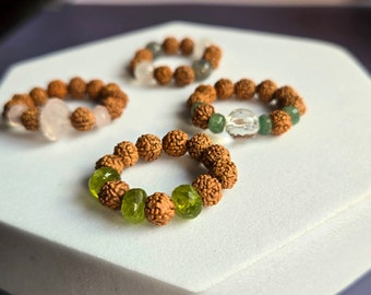 Valentines day gift, Rudraksha and Gemstone Rings, Couples Gift