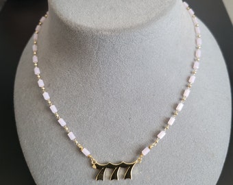 777 Angel Numbers Rose Quartz Necklace