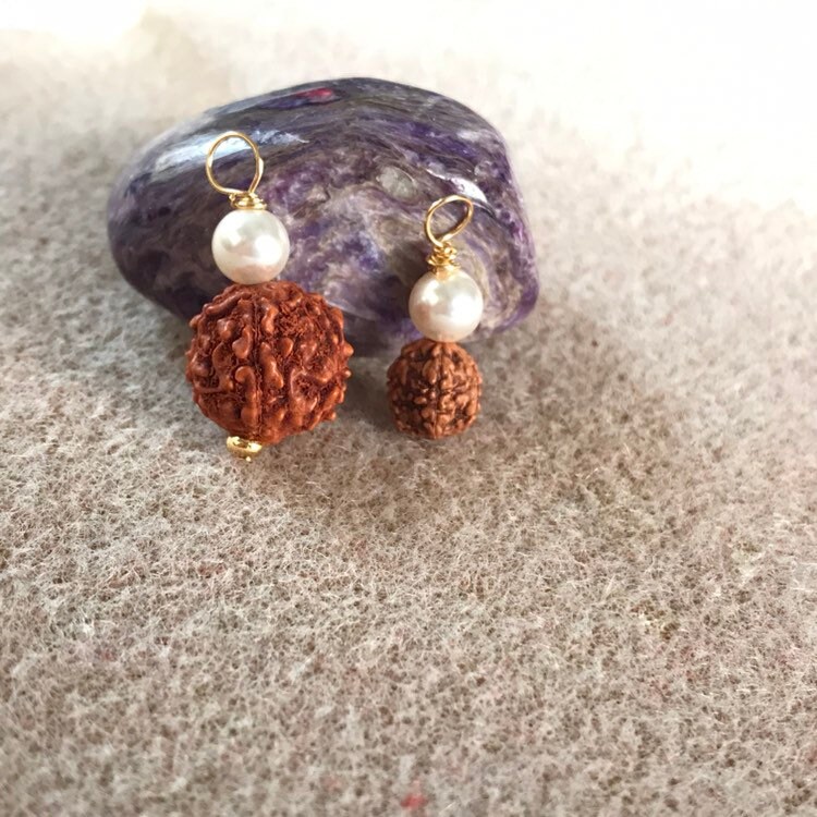 Rudraksha and Vegan Swarovski Pearl Pendants 3 Sizes | Etsy