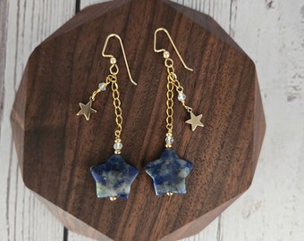 Sodalite and Quartz Lucky Stars Earrings