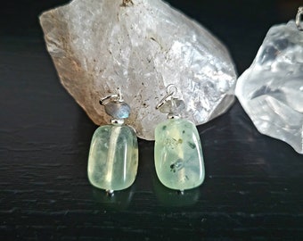 Tourmalined Prehnite and Labradorite Pendant for Spirituality, Awareness, Connecting with Nature, magic and intuition